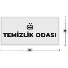 Azresa Temizlik Odası Yazılı - Metal - Beyaz Renk - Kapı Isimliği - 30X15 cm