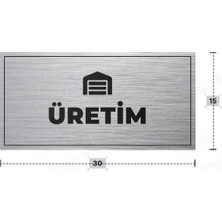 Azresa Üretım Yazılı - Metal - Gümüş Renk - Kapı Isimliği - 30X15 cm