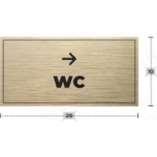 Azresa Wc Yazılı - Metal - Gold Renk - Kapı Isimliği - 20X10 cm