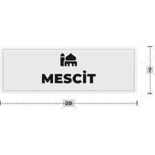 Azresa Mescit Yazılı - Metal - Beyaz Renk - Kapı Isimliği - 20X7 cm