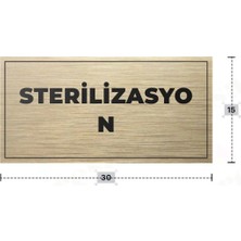 Azresa Sterılızasyon Yazılı - Metal - Gold Renk - Kapı Isimliği - 30X15 cm
