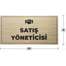 Azresa Satış Yönetıcısı Yazılı - Metal - Gold Renk - Kapı Isimliği - 30X15 cm