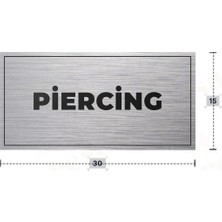 Azresa Pıercıng Yazılı - Metal - Gümüş Renk - Kapı Isimliği - 30X15 cm