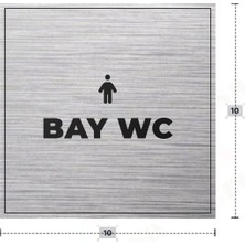 Azresa Bay Wc Yazılı - Metal - Gümüş Renk - Kapı Isimliği - 10X10 cm
