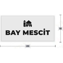 Azresa Bay Mescit Yazılı - Metal - Beyaz Renk - Kapı Isimliği - 20X10 cm
