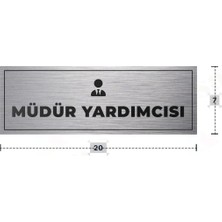 Azresa Müdür Yardımcısı Yazılı - Metal - Gümüş Renk - Kapı Isimliği - 20X7 cm