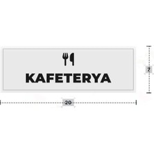 Azresa Kafeterya Yazılı - Metal - Beyaz Renk - Kapı Isimliği - 20X7 cm