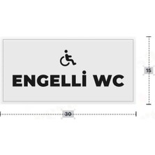 Azresa Engelli Wc Yazılı - Metal - Beyaz Renk - Kapı Isimliği - 30X15 cm