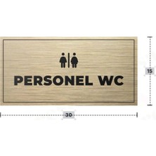 Azresa Personel Wc Yazılı - Metal - Gold Renk - Kapı Isimliği - 30X15 cm