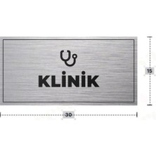 Azresa Klınık Yazılı - Metal - Gümüş Renk - Kapı Isimliği - 30X15 cm