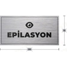 Azresa Epılasyon Yazılı - Metal - Gümüş Renk - Kapı Isimliği - 30X15 cm