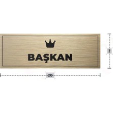 Azresa Başkan Yazılı - Metal - Gold Renk - Kapı Isimliği - 20X7 cm