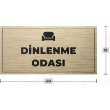 Azresa Dınlenme Odası Yazılı - Metal - Gold Renk - Kapı Isimliği - 30X15 cm