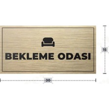 Azresa Bekleme Odası Yazılı - Metal - Gold Renk - Kapı Isimliği - 30X15 cm