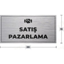 Azresa Satış Pazarlama Yazılı - Metal - Gümüş Renk - Kapı Isimliği - 30X15 cm