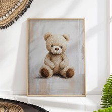 Ninastore Bej Renkli Oyuncak Ayı Temalı Çocuk Odası Duvar Sanatı - Nötr Bebek Odası Dekorasyonu