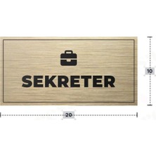 Azresa Sekreter Yazılı - Metal - Gold Renk - Kapı Isimliği - 20X10 cm