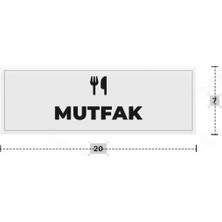 Azresa Mutfak Yazılı - Metal - Beyaz Renk -Yönlendirme Levhası - 20X7 cm