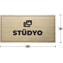 Azresa Stüdyo Yazılı - Metal - Gold Renk - Kapı Isimliği - 30X15 cm