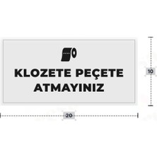 Azresa Klozete Peçete Atmayınız Yazılı - Metal - Beyaz Renk - Kapı Isimliği - 20X10 cm