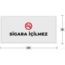 Azresa Sıgara Içılmez Yazılı - Metal - Beyaz Renk - Kapı Isimliği - 30X15 cm