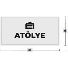 Azresa Atölye Yazılı - Metal - Beyaz Renk - Kapı Isimliği - 30X15 cm
