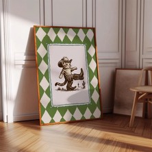 Ninastore Kovboy Kedi Baskısı: Yeşil Batı Posteri (Baskı)