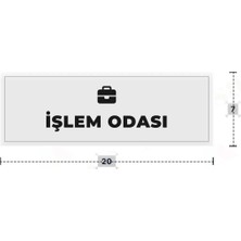 Azresa Işlem Odası Yazılı - Metal - Beyaz Renk - Kapı Isimliği - 20X7 cm