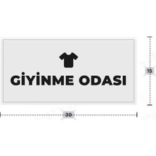 Azresa Gıyınme Odası Yazılı - Metal - Beyaz Renk - Kapı Isimliği - 30X15 cm