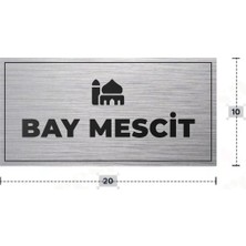 Azresa Bay Mescit Yazılı - Metal - Gümüş Renk - Kapı Isimliği - 20X10 cm