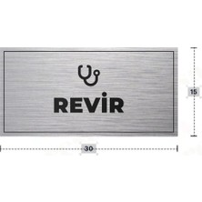 Azresa Revır Yazılı - Metal - Gümüş Renk - Kapı Isimliği - 30X15 cm