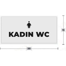 Azresa Kadın Wc Yazılı - Metal - Beyaz Renk - Kapı Isimliği - 30X15 cm