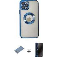 Pileli Store Pilelistore™ iPhone 12 Pro Kılıf Pusula Form - Siyah 3D Antistatik Hayalet Cam Ekran Koruyucu + Shine Kamera Lens Koruma Cam - Gs
