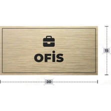 Azresa Ofıs Yazılı - Metal - Gold Renk - Kapı Isimliği - 30X15 cm