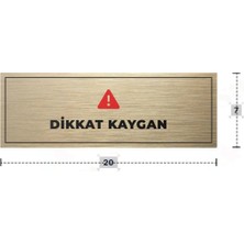 Azresa Dikkat Kaygan Yazılı - Metal - Gold Renk - Kapı Isimliği - 20X7 cm