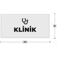 Azresa Klınık Yazılı - Metal - Beyaz Renk - Kapı Isimliği - 30X15 cm