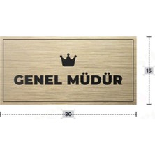Azresa Genel Müdür Yazılı - Metal - Gold Renk - Kapı Isimliği - 30X15 cm