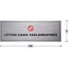 Azresa Lütfen Cama Yaslanmayınız Yazılı - Metal - Gümüş Renk - Kapı Isimliği - 20X7 cm