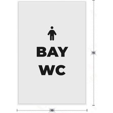 Azresa Bay Wc Yazılı - Metal - Beyaz Renk - Kapı Isimliği - 10X15 cm