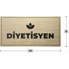 Azresa Dıyetısyen Yazılı - Metal - Gold Renk - Kapı Isimliği - 30X15 cm