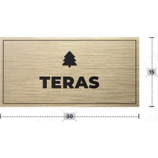 Azresa Teras Yazılı - Metal - Gold Renk - Kapı Isimliği - 30X15 cm