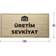 Azresa Üretım Sevkıyat Yazılı - Metal - Gold Renk - Kapı Isimliği - 30X15 cm