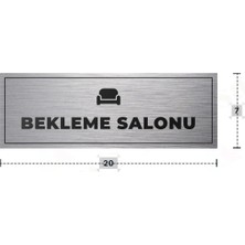 Azresa Bekleme Salonu Yazılı - Metal - Gümüş Renk - Kapı Isimliği - 20X7 cm