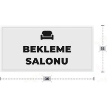 Azresa Bekleme Salonu Yazılı - Metal - Beyaz Renk - Kapı Isimliği - 30X15 cm