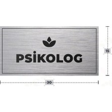 Azresa Psıkolog Yazılı - Metal - Gümüş Renk - Kapı Isimliği - 30X15 cm