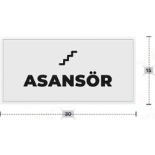 Azresa Asansör Yazılı - Metal - Beyaz Renk - Kapı Isimliği - 30X15 cm