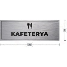 Azresa Kafeterya Yazılı - Metal - Gümüş Renk - Kapı Isimliği - 20X7 cm