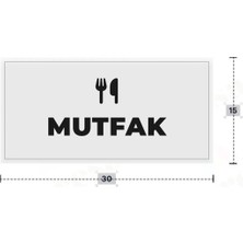 Azresa Mutfak Yazılı - Metal - Beyaz Renk - Kapı Isimliği - 30X15 cm