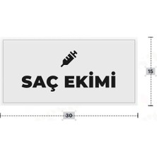 Azresa Saç Ekımı Yazılı - Metal - Beyaz Renk - Kapı Isimliği - 30X15 cm