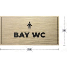 Azresa Bay Wc Yazılı - Metal - Gold Renk - Kapı Isimliği - 30X15 cm